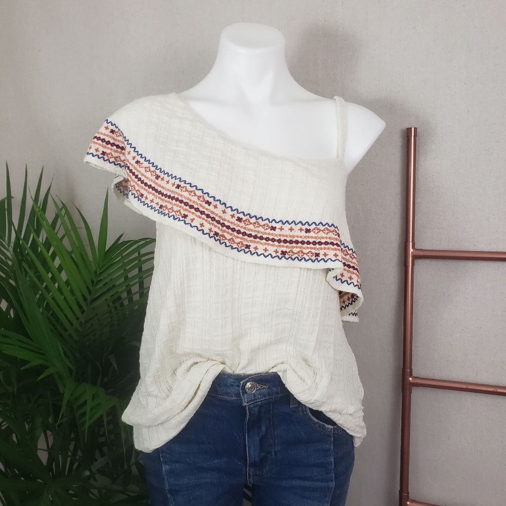 Lucky Brand Embroidered Off The Shoulder Top